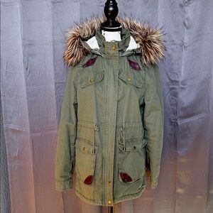 Ambiance Olive Utility Jacket with Faux Fur Hood
